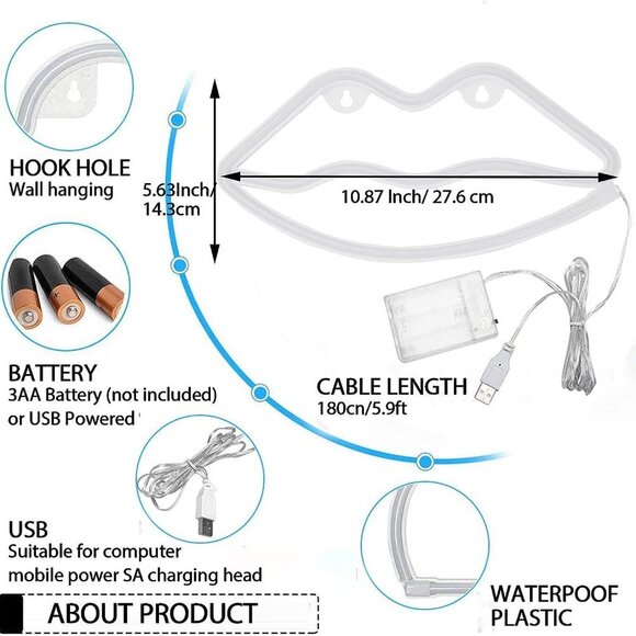 neon signs for wall decorcute LED neon lips sign lip shaped neon lights - Picture 4 of 9